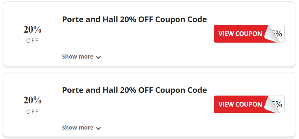 Porte and Hall Coupon